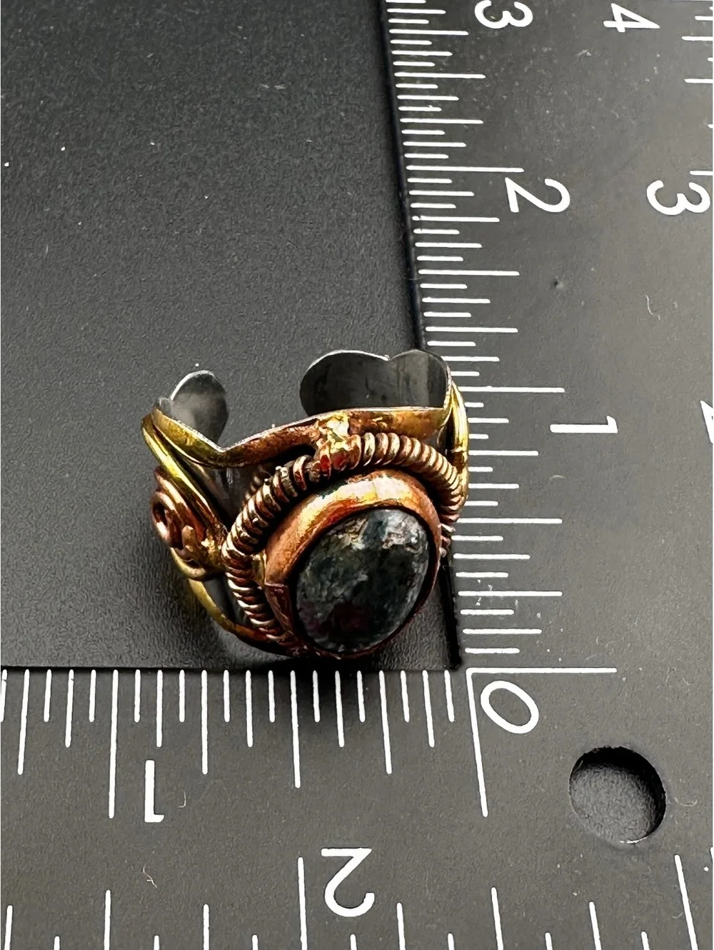 Mixed Metal and Ruby Fuchsite Stone Ring